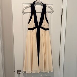 Reiss Cream and Navy Backless Flowy Dress